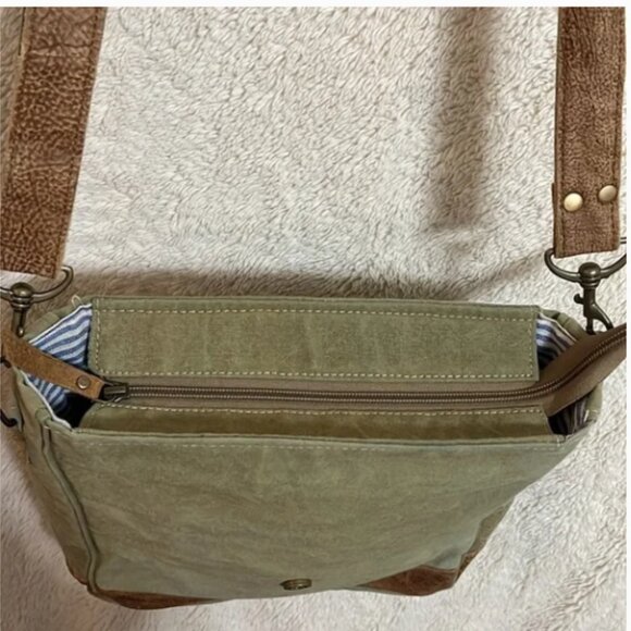 Vintage “Par Avion – Air Mail” Canvas and Leather Messenger Bag - Picture 12 of 16